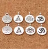 100 teile/los Tibetischen Silber Runde Lotus/Leben Baum/Buddha Charms 15mm Handgemachte Metall Anhänger DIY Schmuck Machen zubehör