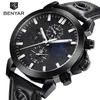 BENYAR Fashion Sports Chronograph Watches Men Moon Phase Leather Skeleton Quartz Watch Support Drop White Red305U