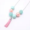 Child Kids Chunky Beads Necklace Fashion Tassel Pendants Girls Chunky Bubblegum Beads Chain Necklace For Party Gift