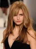 100% Capelli Umani Moda Naturale Affascinante Donna Lungo Lisci Marrone Belle Parrucche