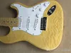Factory Custom Yellow pattern body Electric Guitar with write Pickguard3S Pickupschrome hardwarecan be changed6798819