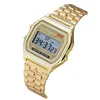 Einzelhandel F-91W LED Watch Rose Gold Digitaluhren A168W Stahlband Thin elektronische Uhr F91W Uhren