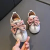 New Baby Girl Shoes 2 Colors Cute plaid Princess Bowknot Kid Shoes Anti-slip On Soft First Walkers