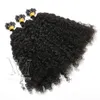 VMAE Natural Color Keratin Virgin 1G/S 100s Förbundna toppklass 11A Anpassad kinky Curly Flat Tip Human Hair Exhlisions