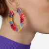 Gros-paille tressée C boucles d'oreilles pour femmes colorées huggie balancent boucle d'oreille bohème style de vacances mode bijoux d'oreille 9 couleurs jaune