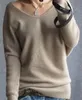 ファッション - 秋の冬の女性のためのカシミアセクシーセクシーなVネックセータールーズウールセーターバットウィングスリーブプラスサイズS-4XLプルオーバー