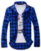 Fashion Men Vintage Shirts Plaid Check Long Sleeve Shirt Slim Fit Shirts for Men High Quality Men's Clothing Shirts M-2XL