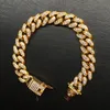 Mens Hip Hop Gold Bracelets Jewelry Simulated Diamond Iced Out Chain Bracelets Miami Cuban Link Chain Bracelet3702639