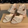 Mode vrouwen sandaal zomerjurk hoge hak sandalen designer schoenen partij strand sandalen met kristallen goede kwaliteit met doos EU34-43
