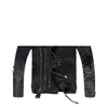 Fashion- Ripped Denim Jackets trend high street locomotive models denim jacket black hole zipper slim lapel denim Motorcycle Biker jacket
