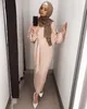 Elegancka Muzułmańska Maxi Dress Nida Cardigan Tuleja Puff Długie Szata Jubah Kimono Ramadan Islamski Kaftan Corship Service