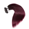 Bundles d'armure de cheveux brésiliens droits T1b 99j avec fermeture frontale avec fermeture d'oreille à oreille Extensions de cheveux humains frontaux à deux tons