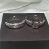 Choucong Romantic Engagement Wedding Band Ring Set Princess Cut Diamond 10kt Wit Gold Gevuld Ringen voor Dames Mannen Sieraden