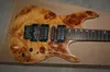 Chitarra elettrica color legno naturale personalizzata in fabbrica con venature della dendrite, ponte Floyd Rose, tastiera in palissandro, hardware cromato, personalizzabile