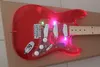Luz LED vermelho Acrílico Corpo da guitarra elétrica com pequeno ponte da vibração, SSS Pickups, pode ser personalizado