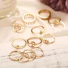 Богемский ретро кольца женщин Pearl Корона Кристалл кольцо сердце девушки волны Геометрическая Золотое кольцо Set Партийные ювелирные подарки