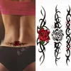 10pcs/lot Black Big Flower Body Art Waterproof Temporary Sexy Thigh Tattoos Rose for Woman Flash Tattoo Stickers 10*20CM KD1050