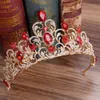 Kmvexo rood groen kristal bruiloft kroon koningin tiara bruid kroon hoofdband bruids accessoires Diadem mariage haar sieraden ornamenten y200424