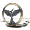 Clássico antigo oco design de pássaro voador unissex relógio de bolso masculino feminino relógios analógicos de quartzo colar corrente relógio relógio