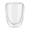 Hot Selling Gift Pyrex 250ml 350ml 450ml Double Wall Clear Coffee Tea Beer Glass Mug Cup With Lid