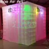 China Suppliers 2.4m Cube Inflatable Photographic Wedding Cabins Cube Tent Stand Free Logo Photo Booth Backdrop With Foldable Curtians