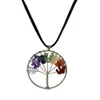Modische Kupferdraht-Wrap-Halskette mit natürlichem Kristallkies und Lebensbaum