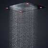 Schwarzes Duschset, luxuriöses Badsystem, großer Regenwasserfall, verdeckter LED-Duschkopf, 600 x 800 mm, mit thermostatischen Duscharmaturen