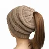 2018 Winter Mädchen Frauen Hut Damen Mädchen Stretch Weiche Stricken Hut Messy Bun Warme Hüte Caps motorhaube femme hiver176t