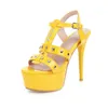 Arden Furtado 2020 été mode femmes chaussures talons aiguilles Sexy élégant jaune vert silverSandals plate-forme chaussures de fête 41