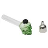 Newest Colorful Pyrex Skull Shape Glass Bong Smoking Tube Portable Handpipe Handmade Innovative Design Herb Tobacco Metal Filter Bowl DHL