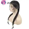 Middle Part Long Double Braids Straight Natural Black Braided Synthetic Light Brown Swiss Lace Front Wig With Baby Hair new9497610