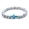 Cross Charms 8mm Howlite Cheaper Stone Bracelet Men Women Buddha Yoga Strand Jewelry