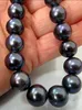 10-11mm Tahitian Black South Sea Pearl Necklace 20 inches 14k guld brosch