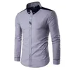 Wholesale- 2017 New Arrival Long Sleeve Solid Men Shirt Casual Turn-down Collar Blouse Patchwork High Quality Chemise Homme MXB0258