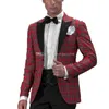 Популярные One Button Groomsmen Пик нагрудные (куртка + брюки + Tie + Girdle) Жених Смокинги Groomsmen Шафер костюм мужские свадебные костюмы Жениха A262