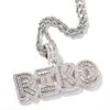 Custom Mini Baguette Letters Namn Halsband med Tennis Chain Rope Chain Iced Out Square Zircon Mens Hip Hop Smycken Gift