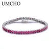 Umcho Rich Color Created Ruby Bracelet For Women 925 Sterling Silver Jewelry January Birthstone Romantic Wedding Fine Jewelry J190612