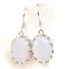 LuckyShine Gorgeous Engagements Jewelry White Moonstone Oval Silver Pendants and Earring Set2202305