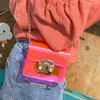 Coloré gelée clair épaule enfants sac femmes chaîne sac à bandoulière Transparent PVC petit téléphone sac à main clair perle serrure messager