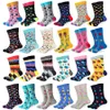 20 Pairs/lot Creative Men's Colorful Striped Cartoon Combed Cotton Happy Socks Crew Wedding Gift Casual Crazy Funny Socks CrazyQ190401