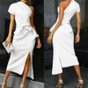 Kvinnors avslappnade klänningar bodycon en axel klänning damer fest kväll midi robe femme longubandage klänningar vestidos