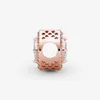 Ny ankomst 925 Sterling Silver Rose Gold Square Sparkle Halo Charm Fit Original European Charm Armband Smycken Accessori208n