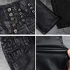 Jeans CbuCyi Hoge taille Dameskleding PU-leren broek Skinny Lace Up Moto Biker Lange broek Vrouwelijke stretch gecoate denim broek