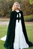 Velvet Christmas Hooded Cloak Bridal Cape Vintergolv Längd Jacka Bröllop Wraps Velvet Bröllop Jackor