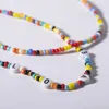 Behemian Handmade Beads Gargantilha Colar Colar Mulheres VSCO Girl Love Inicial Carta Chaveiros Frisado Colares Boho Festa Beach Jóias
