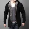 Männer Jacken Winter Männer Strickjacke Mode Herren Wolle Samt Futter Zip Cardigan Hohe Qualität Dicke Feste Farbe Warme Kapuzenpullover Outwear