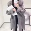 Kore Versiyonu Uzun Kaşmir Ceket Gerçek Tilki Kürk Trim Hoodie Sıcak Kalınlaşmak Büyük Cepler Ceket kadın Kadın Dış Giyim Kış Ceket CJ191214