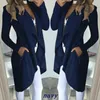 Womens Long Sleeve Turn-Down Collar Long Waterfall Trench Coat Jacket Ladies Cardigan Overcoat Jumper Plus Size Autumn Winter