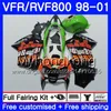 Body Repsol orange hot For HONDA Interceptor VFR800R VFR800RR 98 99 00 01 259HM2 VFR800 VFR 800RR VFR 800 RR 1998 1999 2000 2001 Fairing kit