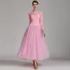 2019New Blau Rosa Spitze Langarm Ballroom Dance Wettbewerb Kleid Frauen Walzer Kleid Standard Modern Dance Performance Kostüme